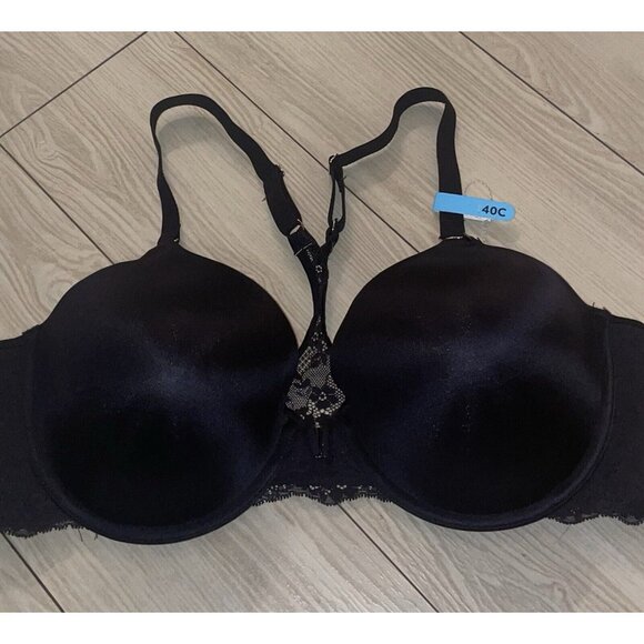 Maidenform 07112 One Fab Fit Extra Coverage TBack Bra Front Close 40C Black New - Picture 3 of 6